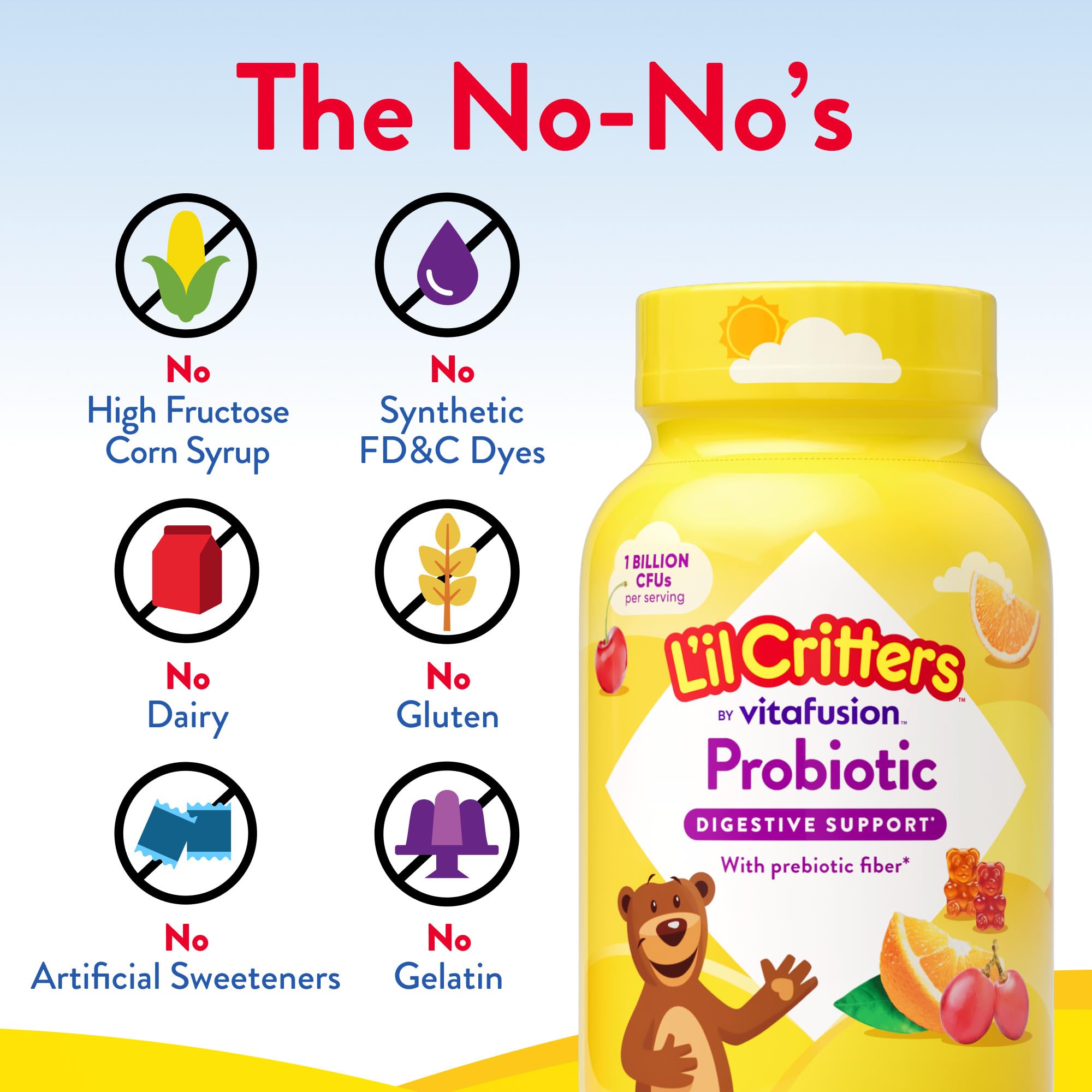 Lil Critters kid-friendly snack gummy featuring probiotic benefits in a fun form.