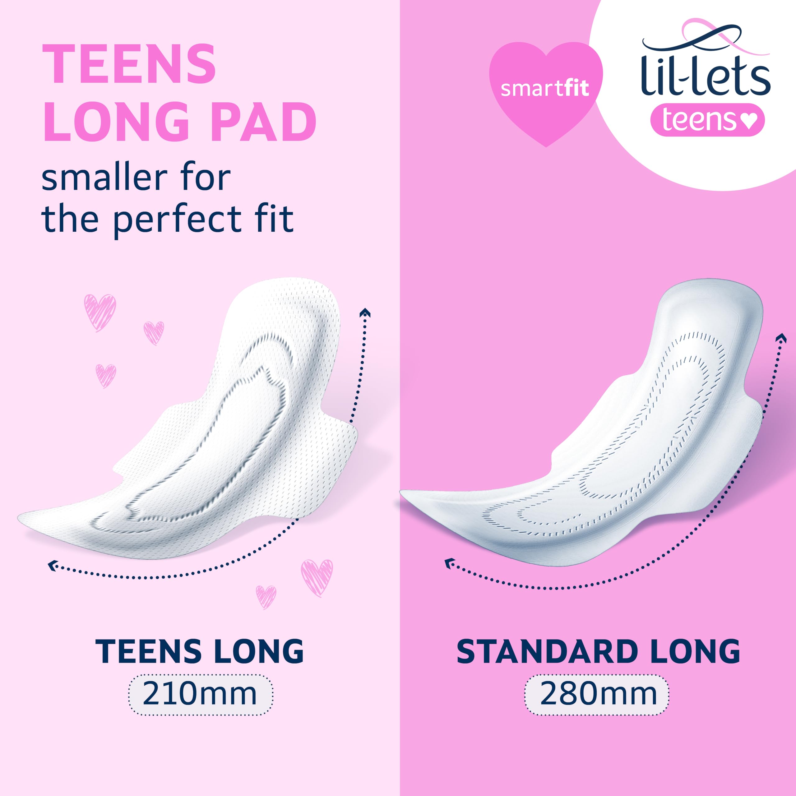 Lil-Lets teens long pads with wings in use for reliable coverage.
