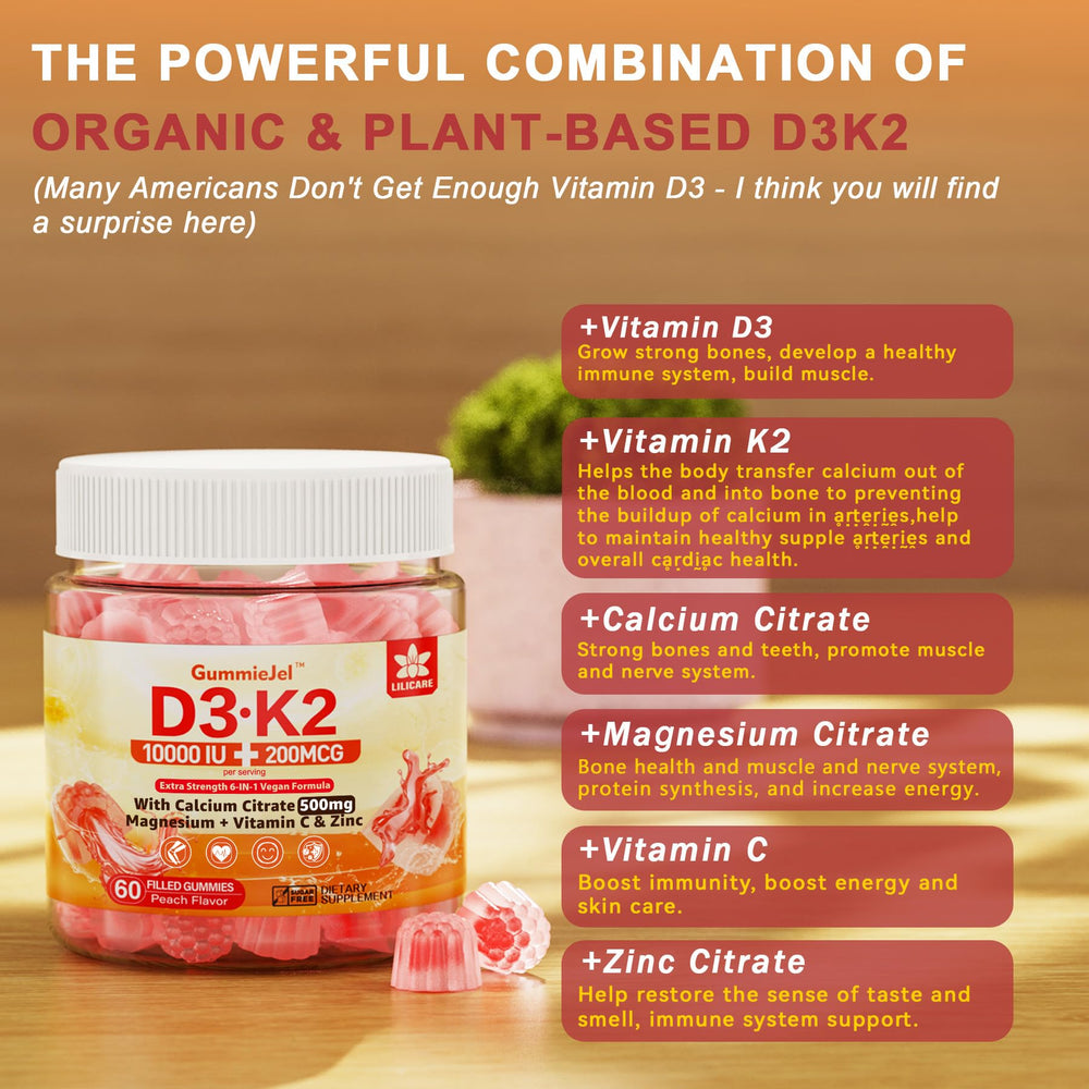 LILICARE bottle shows 60-count, non-GMO, gluten-free profile.