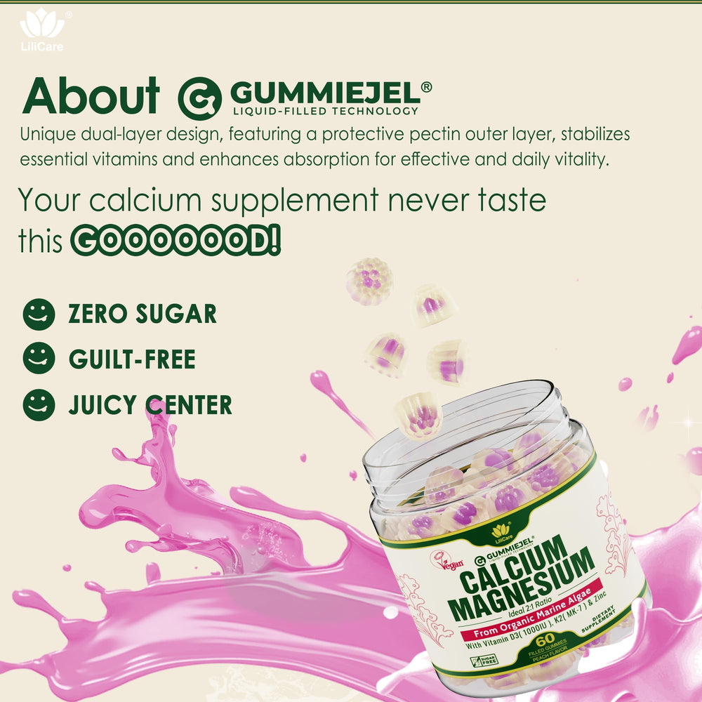 LILICARE calcium gummies vegan claim badge confirms plant-based nutrition