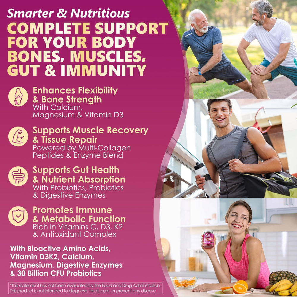 LILICARE Collagen Soft Chews packaging highlights vitamins and probiotics.