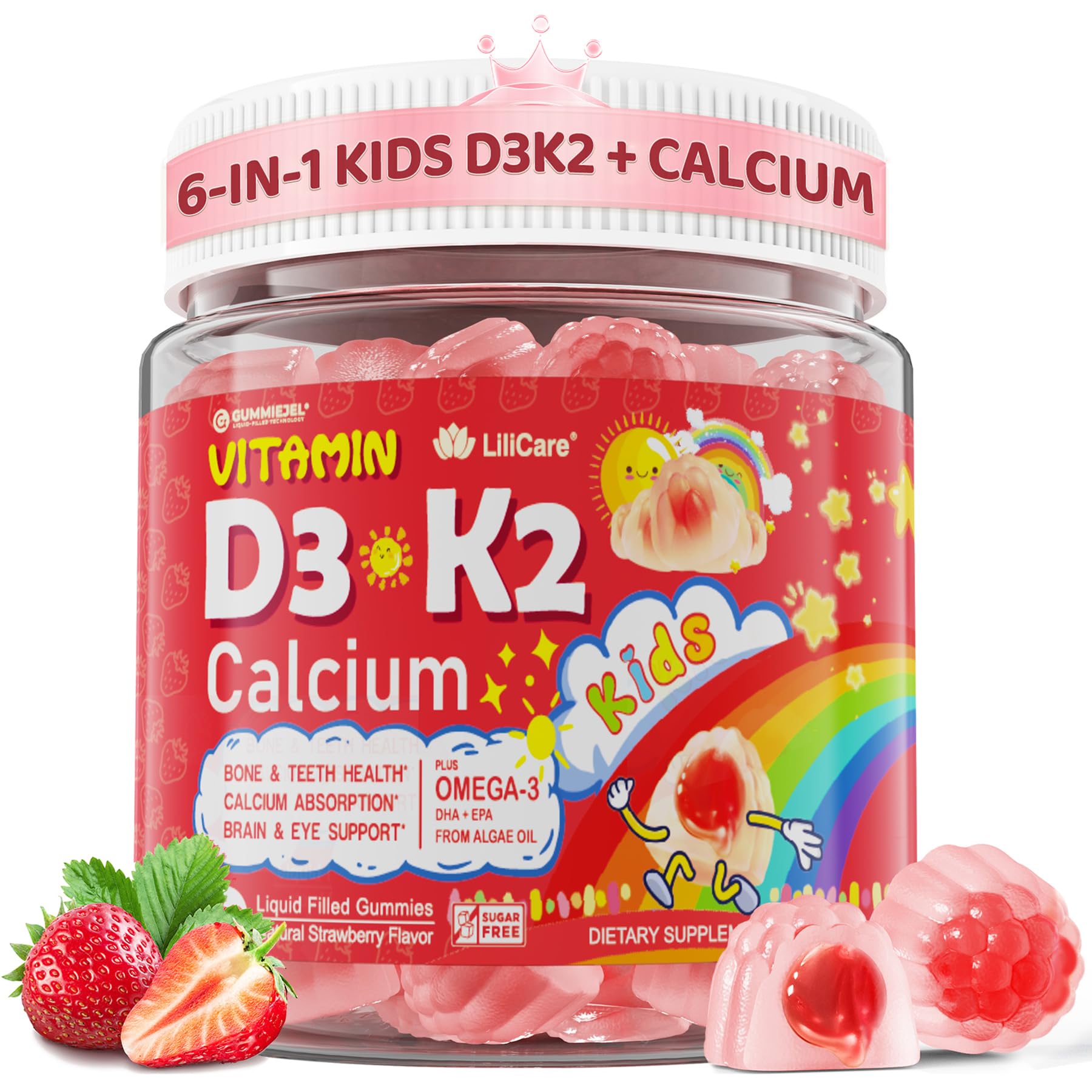 LILICARE D3K2 gummies bottle promotes bone support