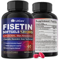 LILICARE Fisetin Supplement - Liposomal 98% Pure 1200mg + Quercetin, Resveratrol, Green Tea Extract - 60 Softgels