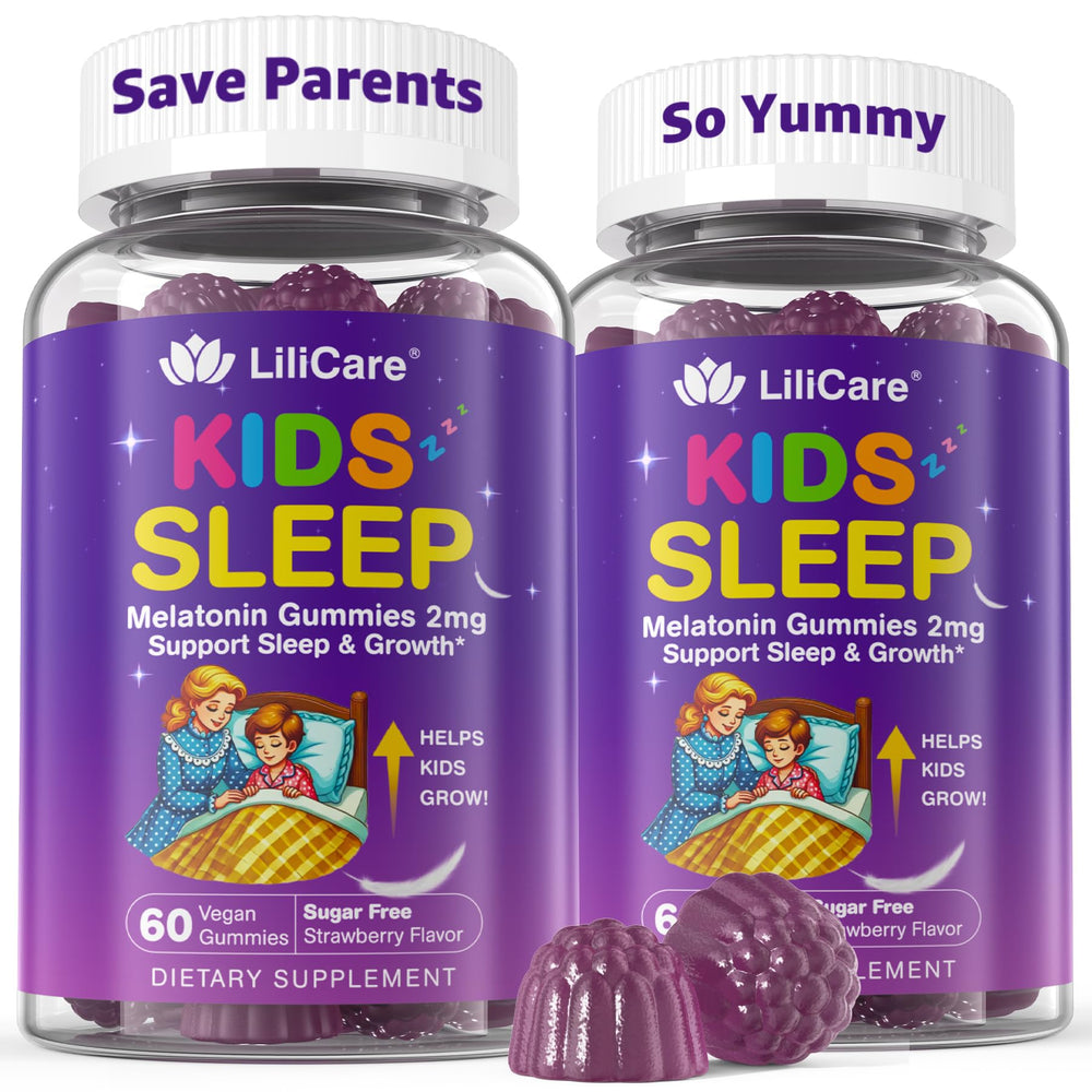 LILICARE Kids Sleep Gummies bottle front supports a calm bedtime routine.
