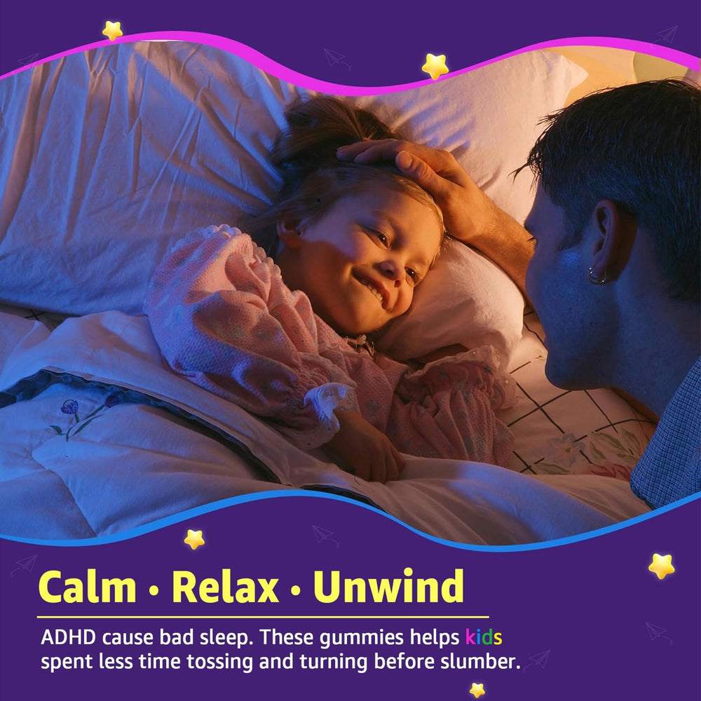 LILICARE Kids Sleep Gummies ingredient panel highlighting magnesium glycinate and L-theanine.