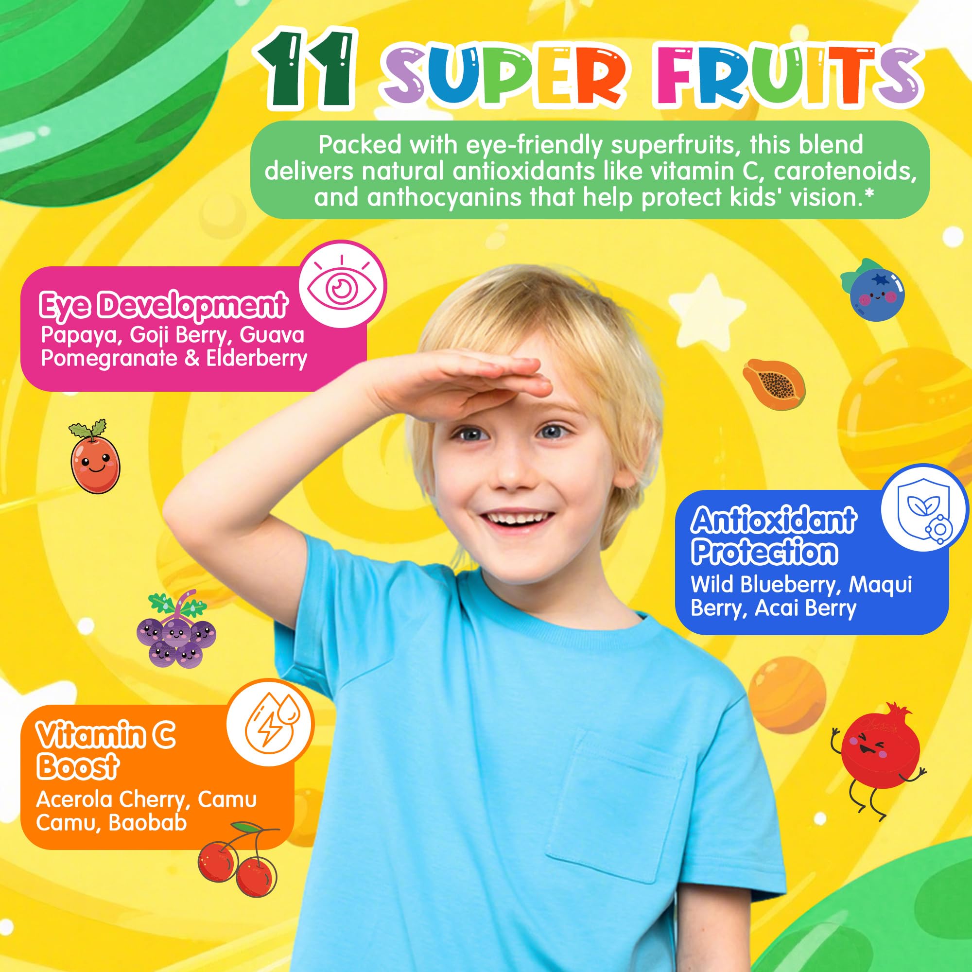LILICARE spirulina and spinach visuals on greens gummies packaging.