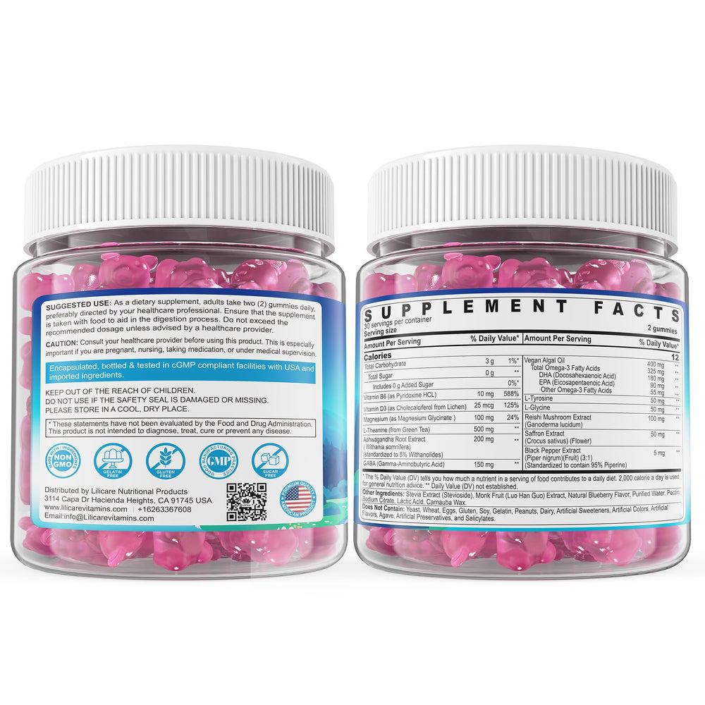 LILICARE L-Theanine Calm Gummies healthy lifestyle setup on desk