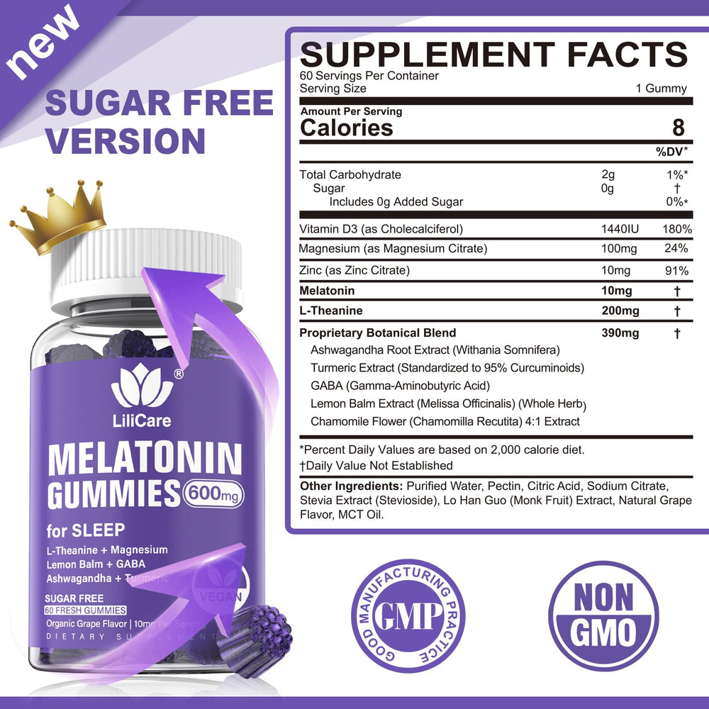 LILICARE Melatonin grape gummies close-up highlights grape flavor for bedtime