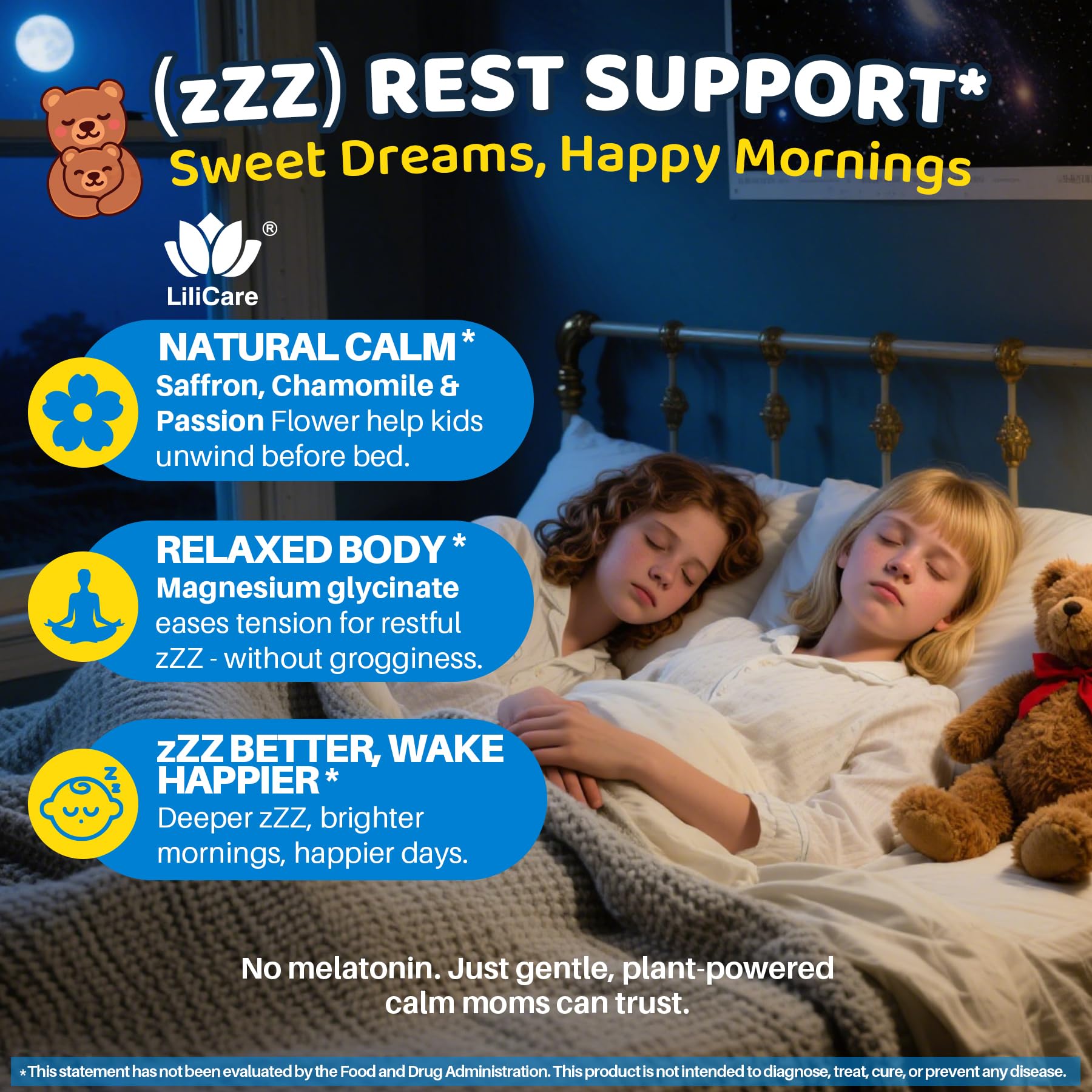 LILICARE gummies ingredients list highlights L-Theanine and GABA benefits.