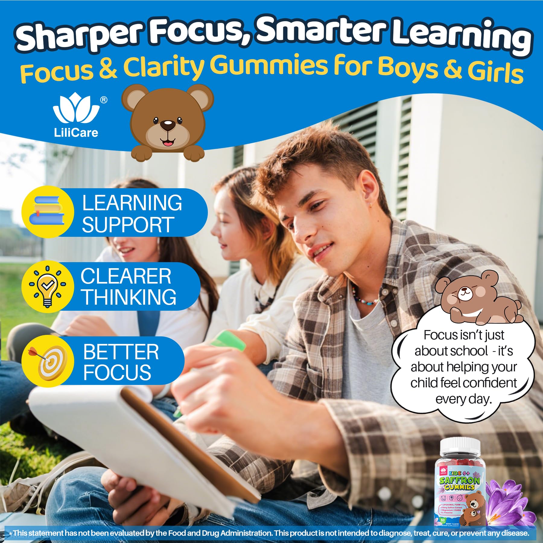 LILICARE sugar-free formula supports steady energy for kids.