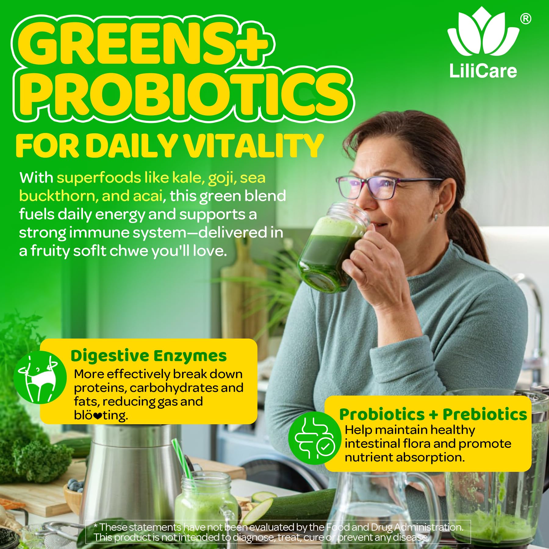 LILICARE Super Greens lutein and zeaxanthin for eye comfort