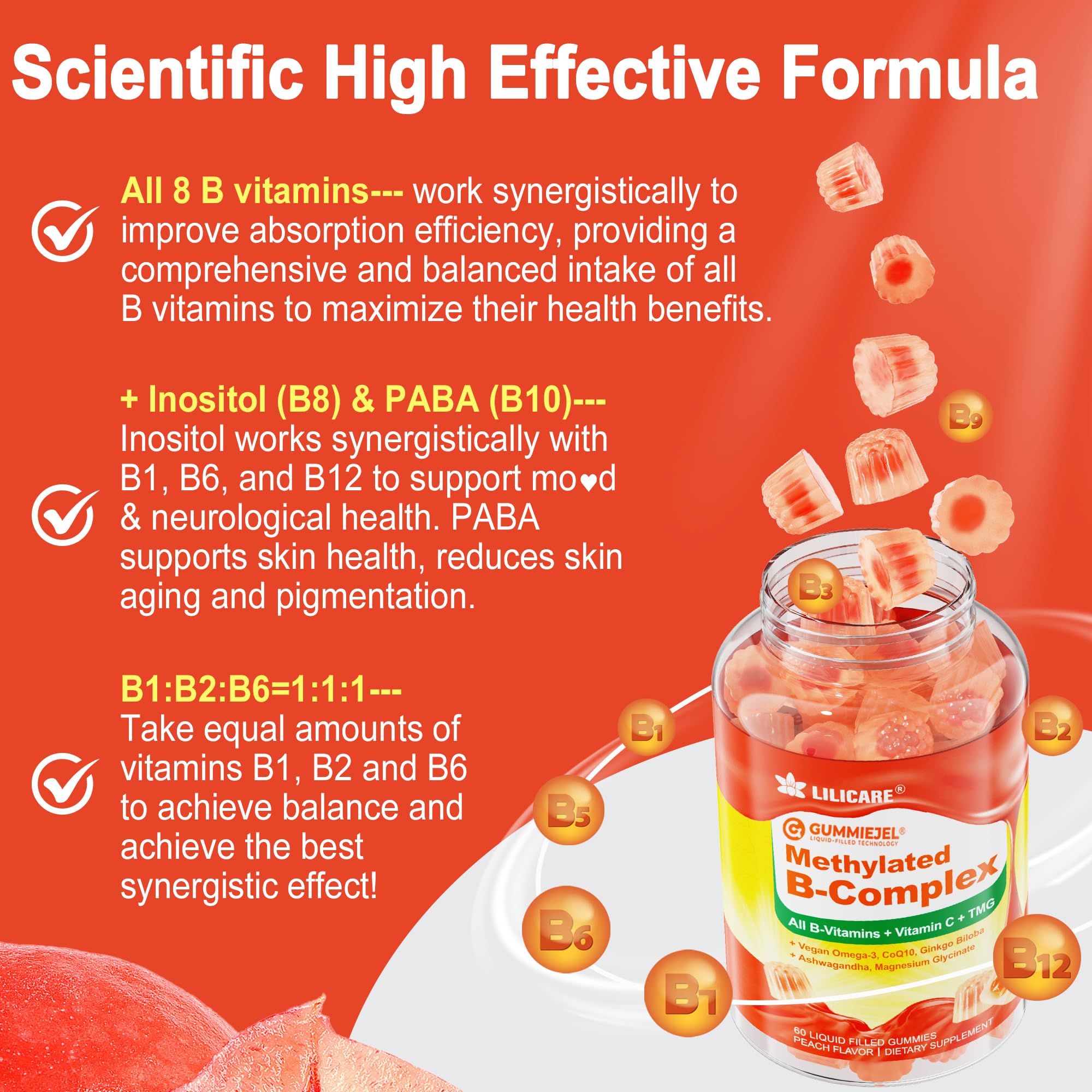 LILICARE Vitamin B Complex Ingredients banner showing methylated vitamins and cofactors