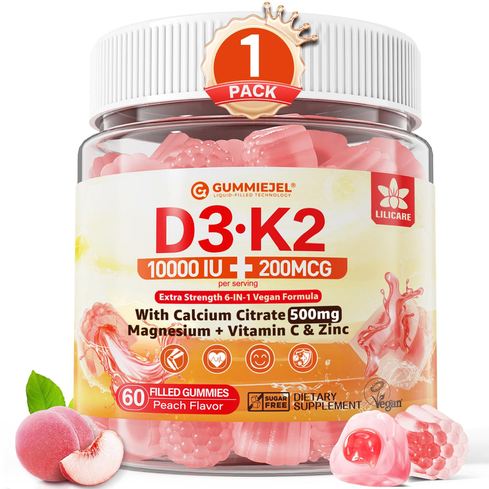 LILICARE Vitamin D3 K2 Gummies bottle for convenient daily bone support.