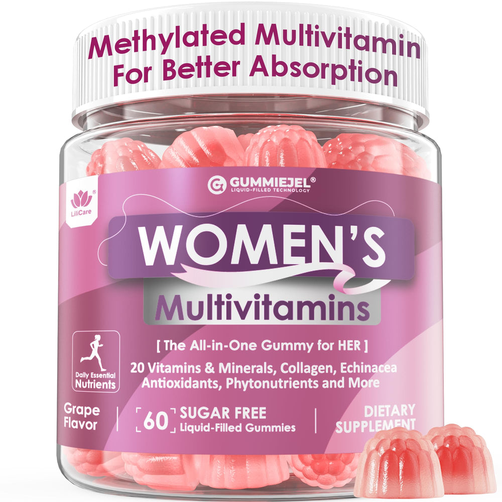 LILICARE Women's Multivitamin Gummy bottle front, sugar-free daily nutrition for busy lifestyles.