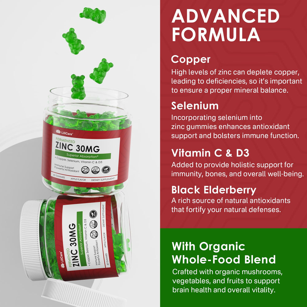 LILICARE Zinc Gummies with organic whole-food blend rich in antioxidants