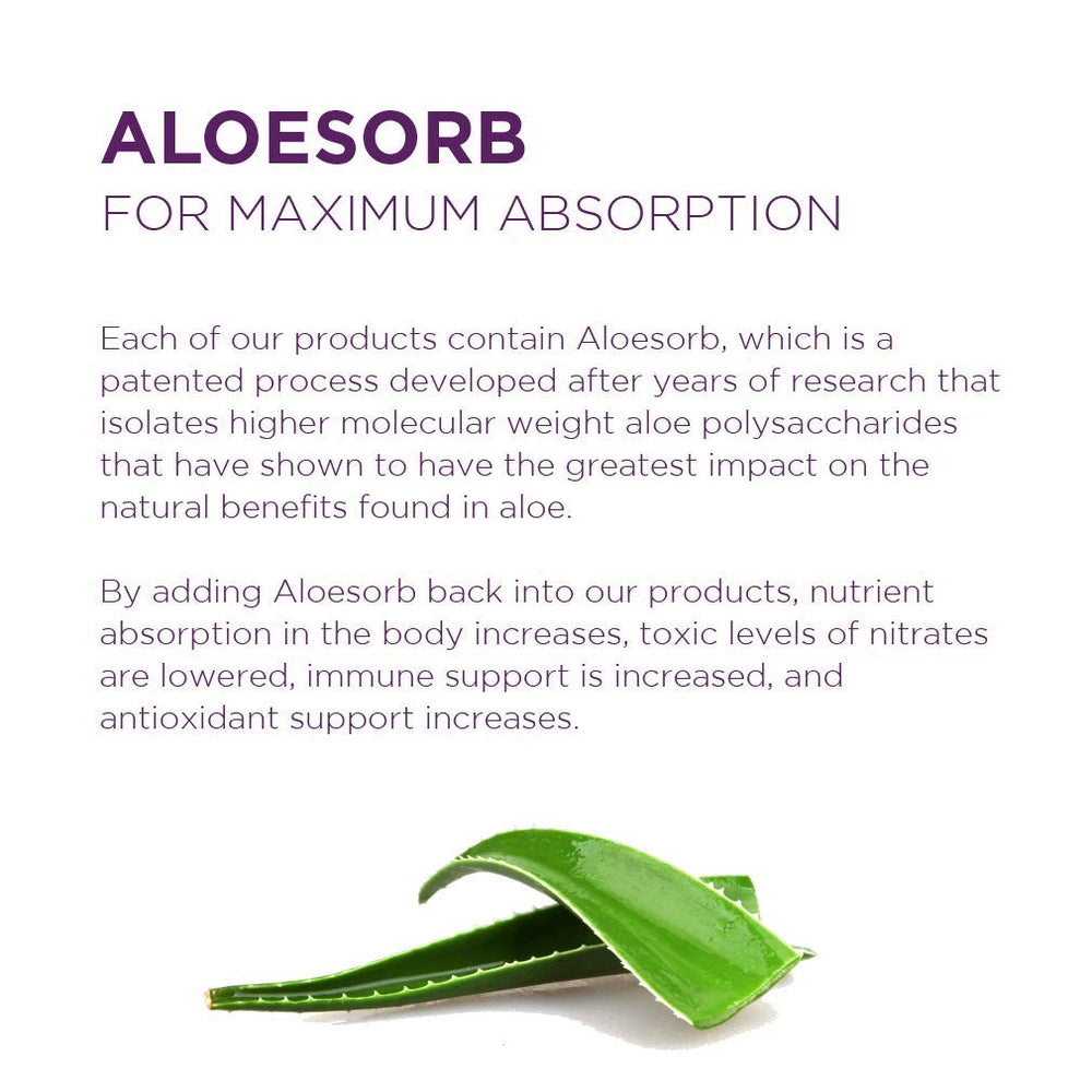 Lily of the Desert aloe juice Aloesorb feature adds bio-active benefits.