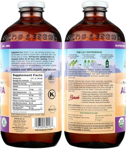 Pouring Lily Of The Desert Aloe Vera Juice to mix with water for a refreshing routine