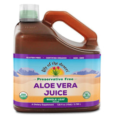 Lily of the Desert Aloe Vera juice bottle showcasing organic whole-leaf formulation for daily wellness.