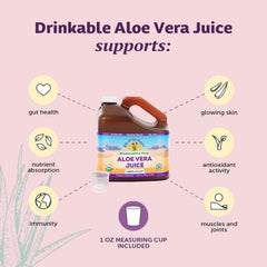 Lily of the Desert Aloe Vera Juice pours into a glass for daily use.