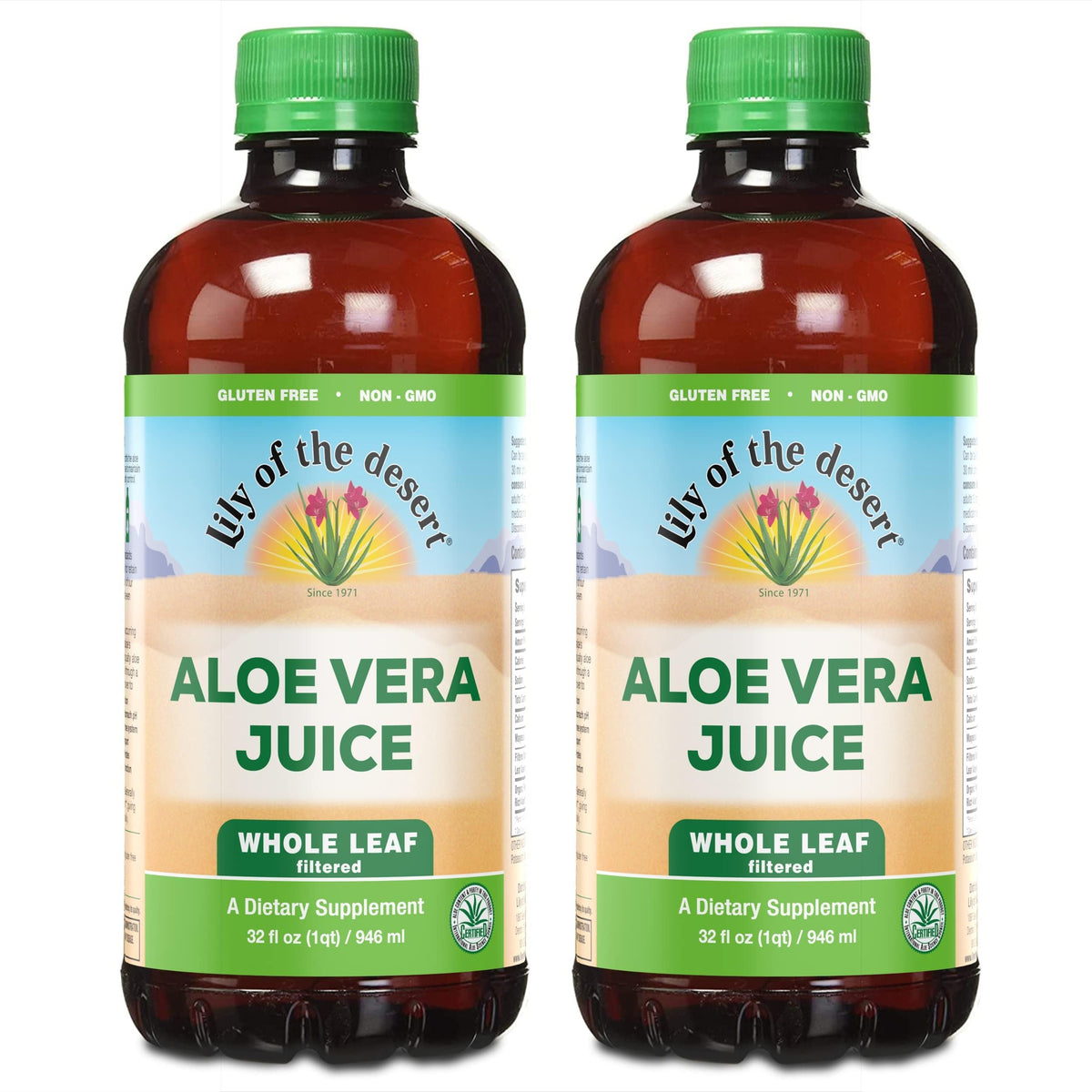 Lily Of The Desert aloe vera supplement whole-leaf bottle supports daily digestive wellness.