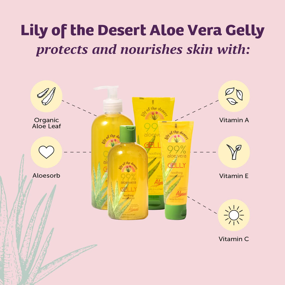 Lily Of The Desert Gelly Moisturizer jar ready for cooling relief after sun exposure