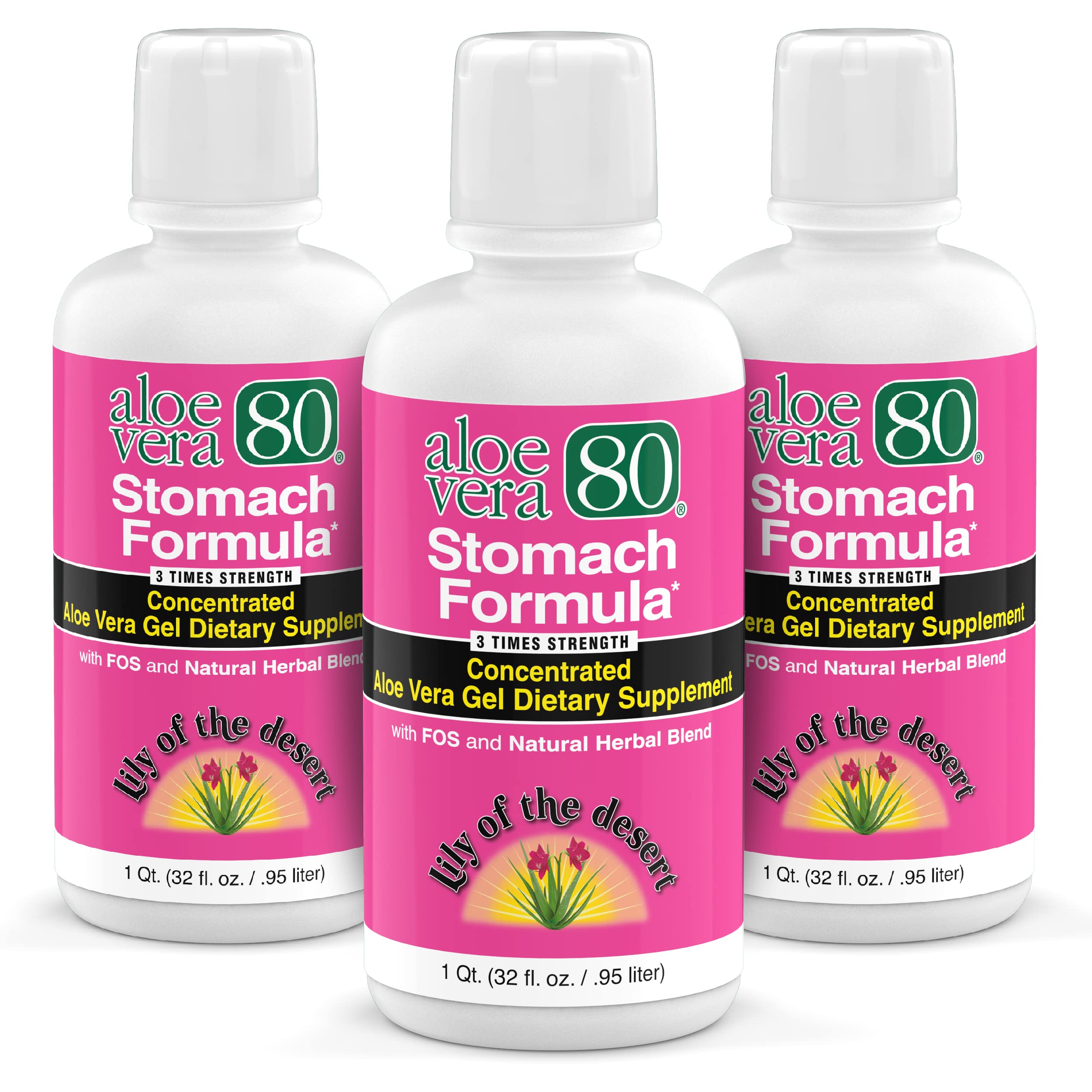Lily of the Desert Stomach Formula bottle supports digestive comfort with easy dosing.