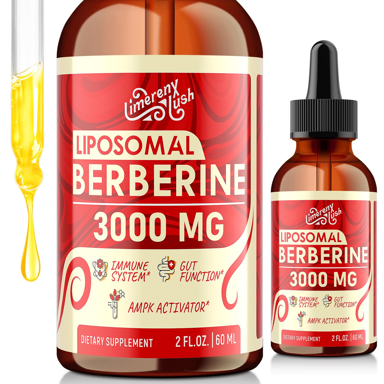 LimerenxLush liposomal berberine bottle shows advanced delivery for absorption