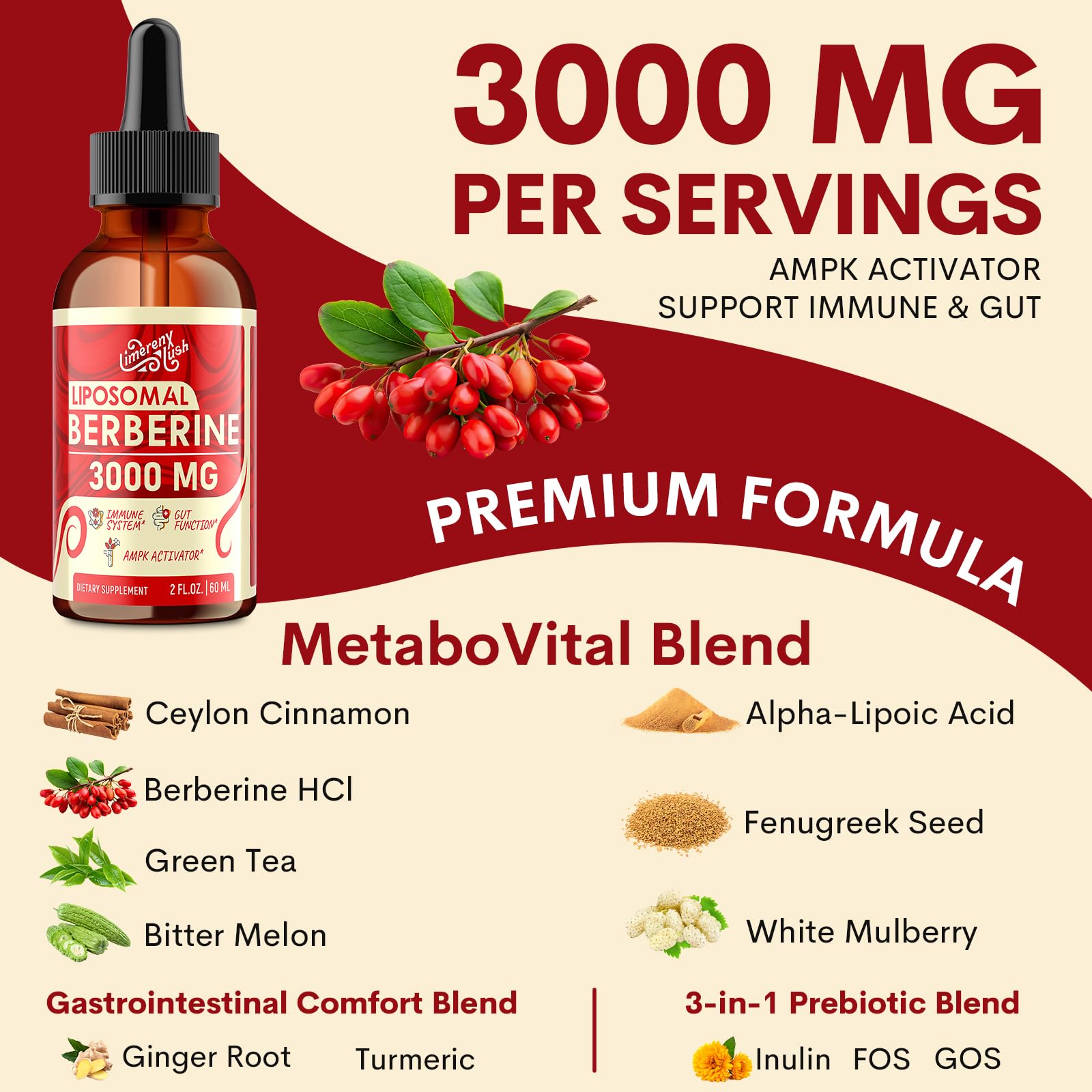 LimerenxLush prebiotic blend emphasizes gut health and nutrient absorption support