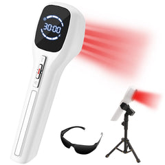 Limot red light therapy device over skin for pain relief and improved circulation