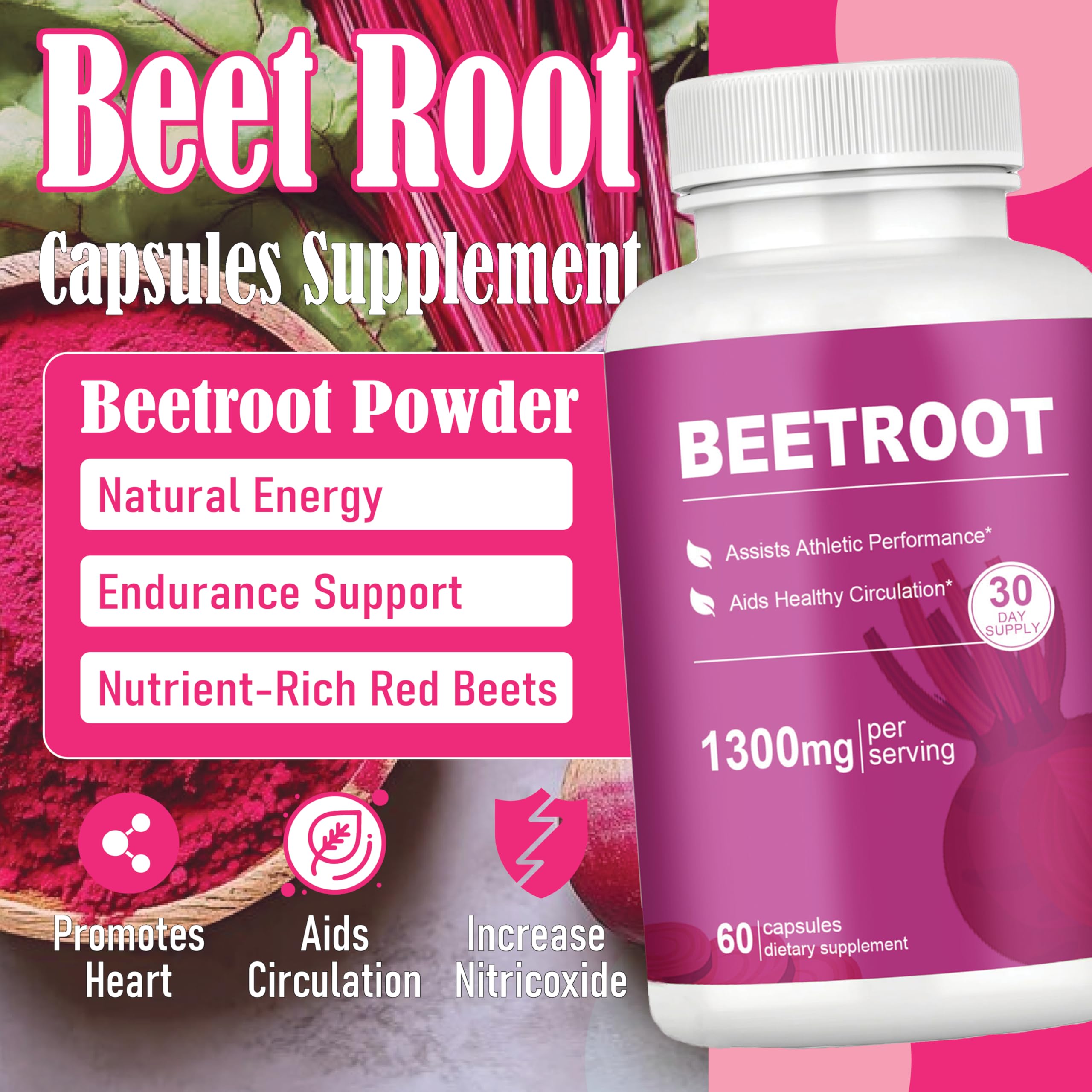 LIMYGOO Beet Root Capsules closeup for easy daily intake.