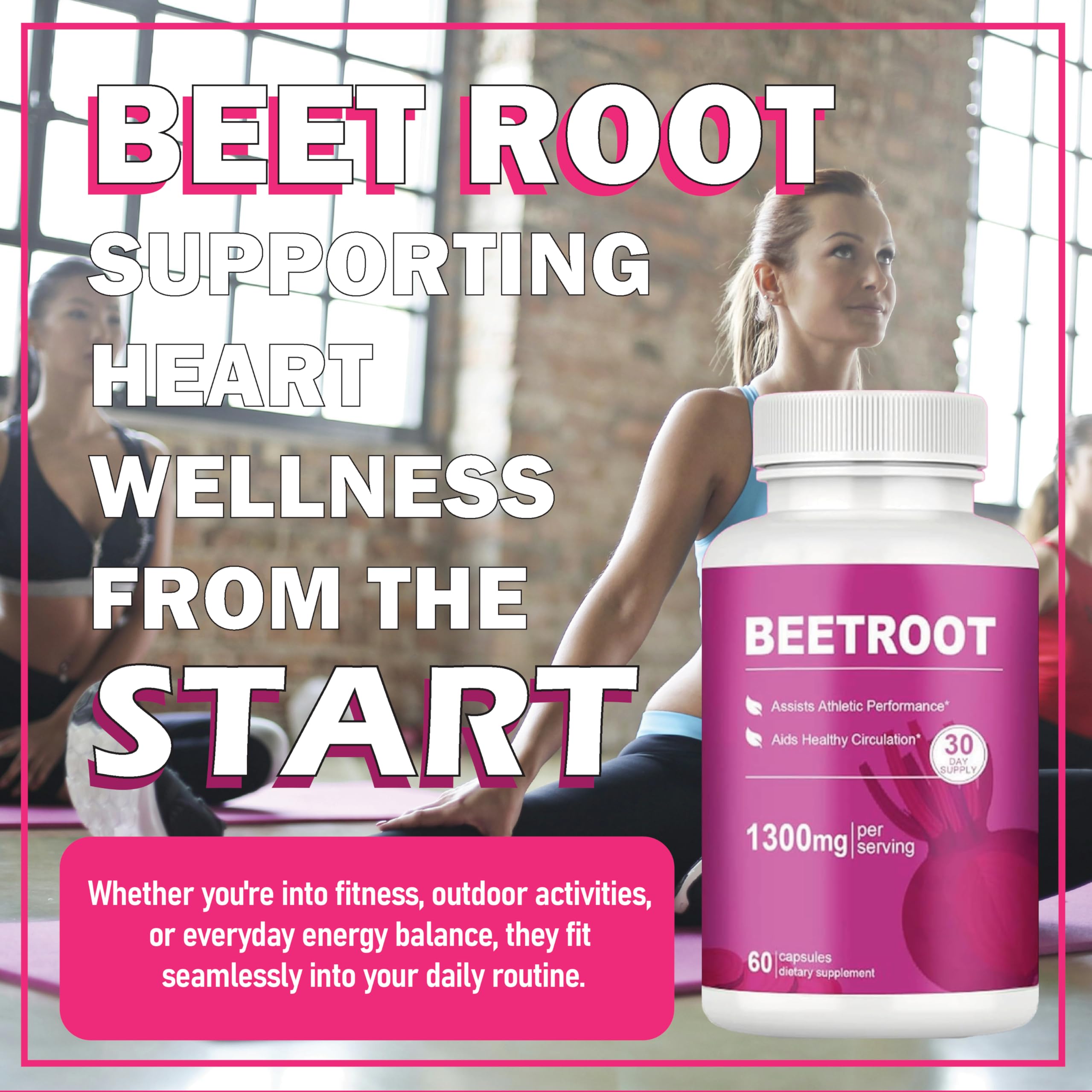 LIMYGOO Beet Root Capsules nutrition label showing 1300mg per serving.