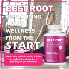LIMYGOO Beet Root Capsules nutrition label showing 1300mg per serving.