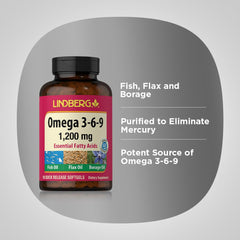 Lindberg Omega 3-6-9 ingredients blend of flaxseed, fish, and borage oils