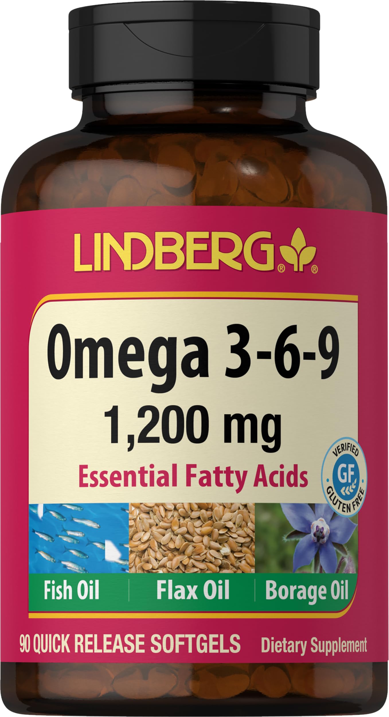 Lindberg Omega 3-6-9 softgels bottle for easy daily intake