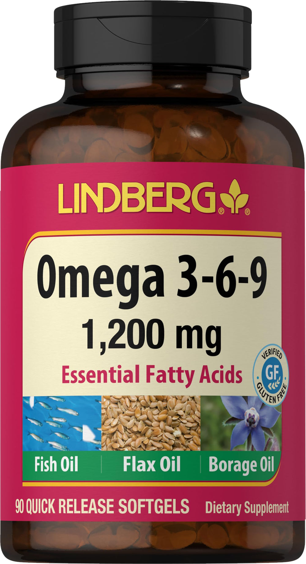 Lindberg Omega 3-6-9 softgels bottle for easy daily intake