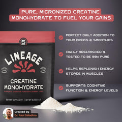 Lineage Provisions creatine scoop and jar for easy daily dosing