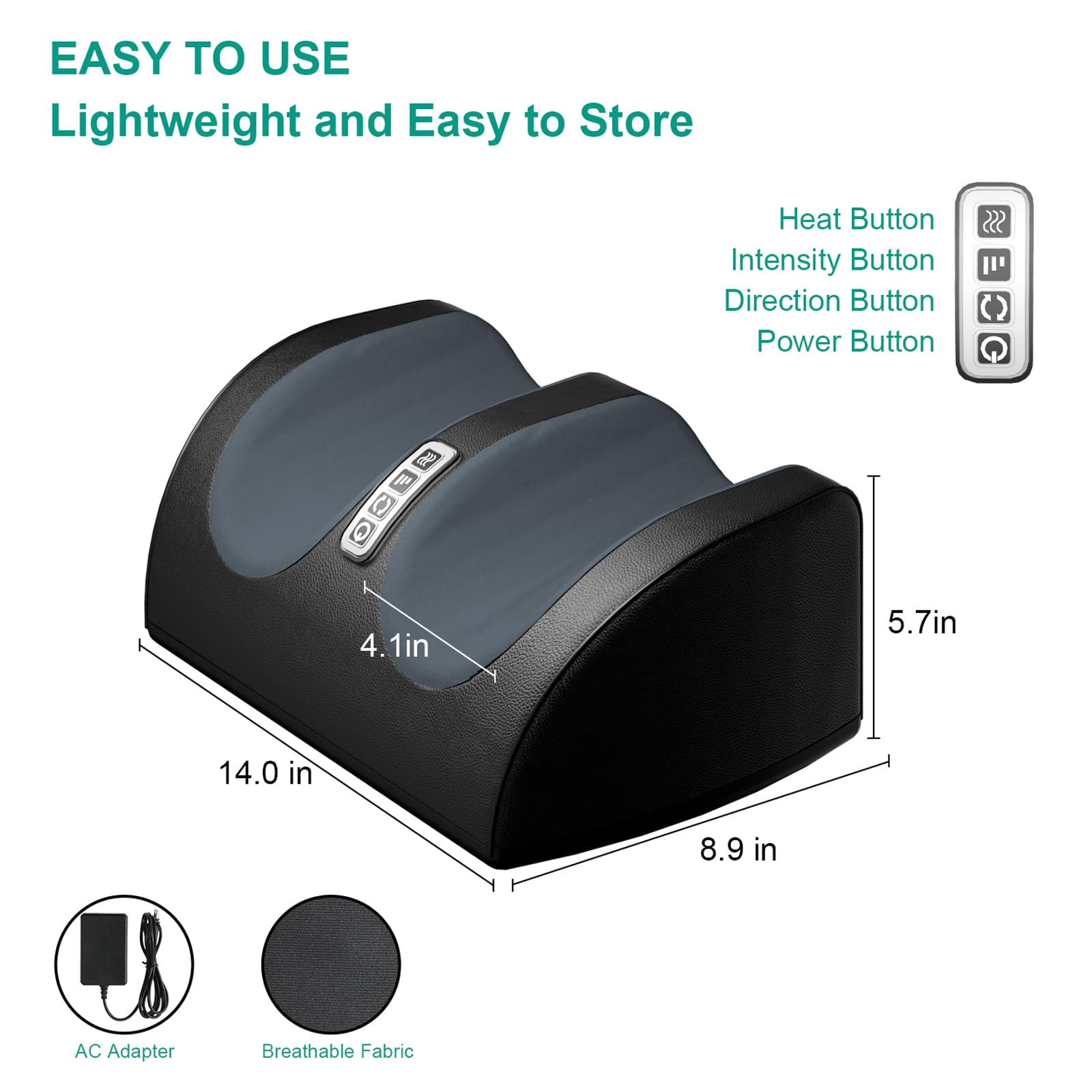 LINGTENG Shiatsu Massager reaches calves to ease tired lower legs.