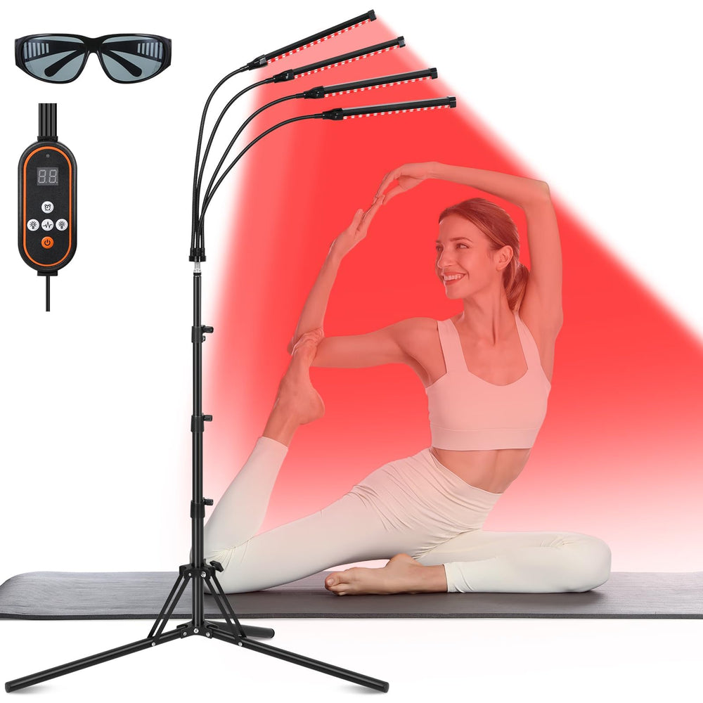 Linidcoud red light therapy lamp 4-heads front view for broad-area treatment and ease of use.