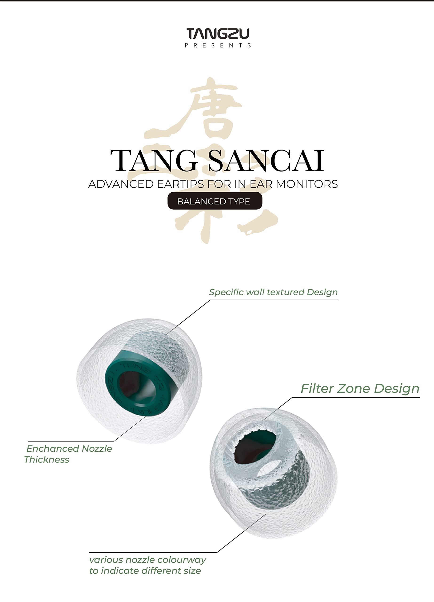 Tang Sancai ear tips showing straight tooth grooves for balanced sound.
