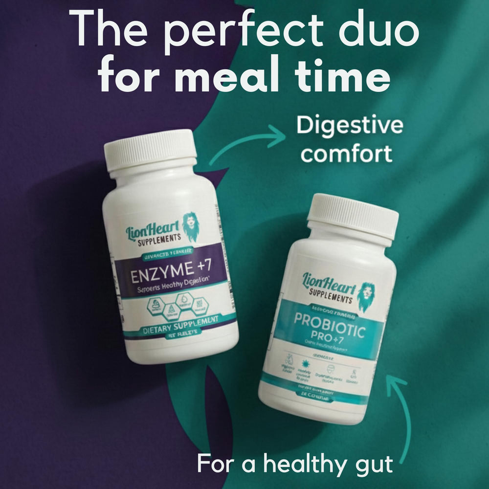 LionHeart Digestive Enzymes label back close-up for supplement details.