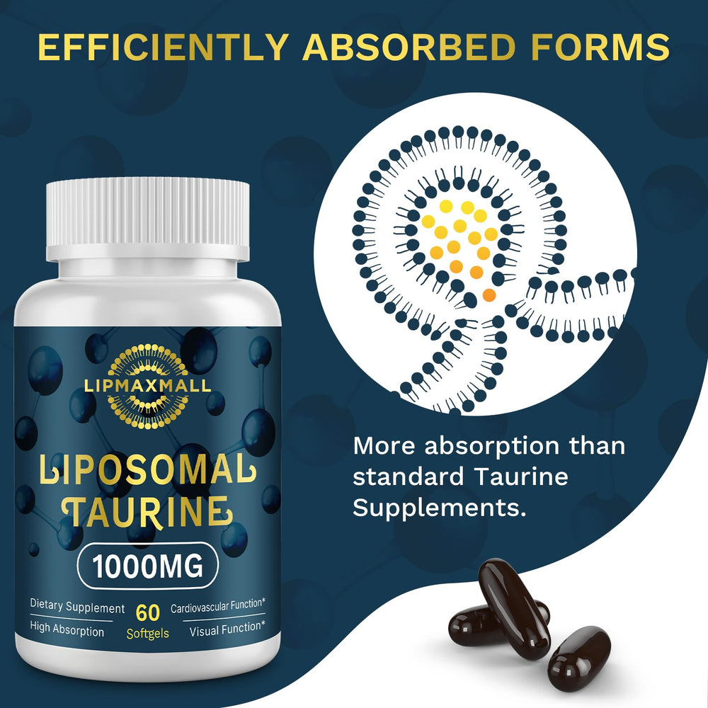 Lipmaxmall Liposomal Taurine Softgel delivers high absorption for daily use.