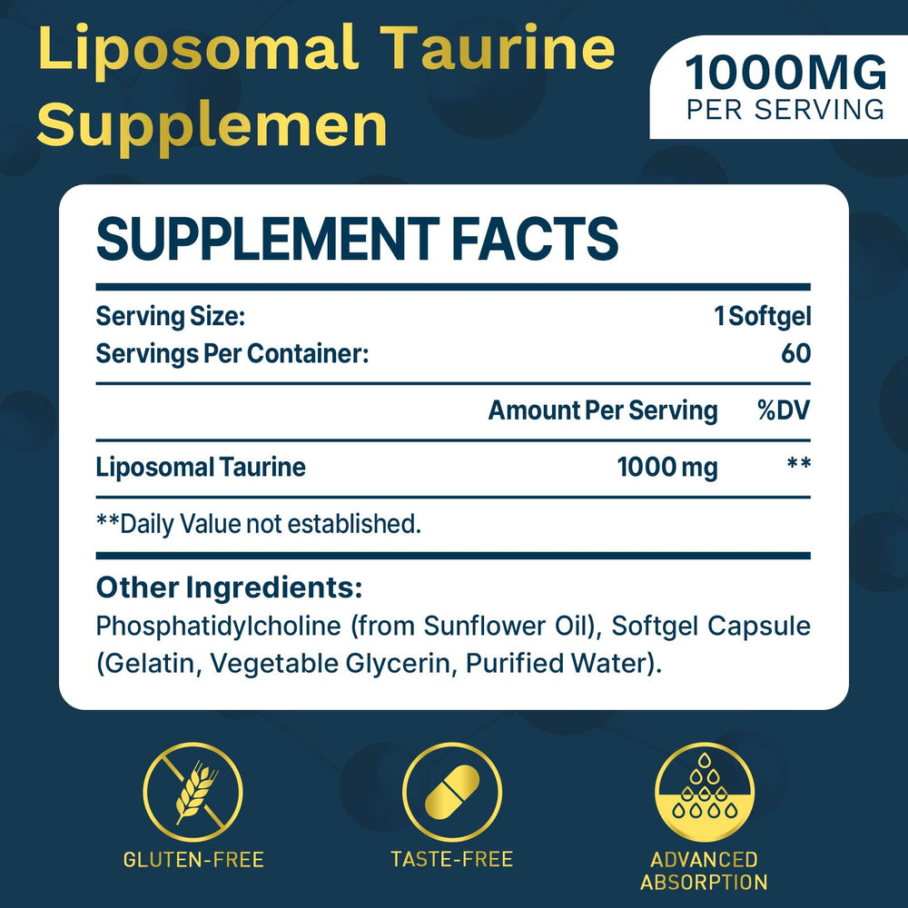 Lipmaxmall Liposomal Taurine Softgel supports brain and nerve function for sharper focus.