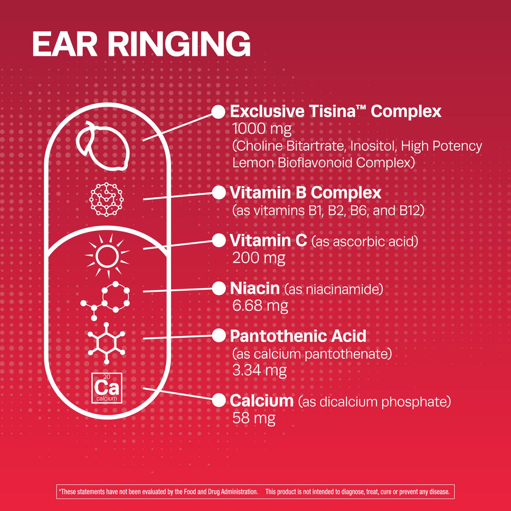 Lipo-Flavonoid Plus bottle highlighting morning-to-midday doses for ear comfort