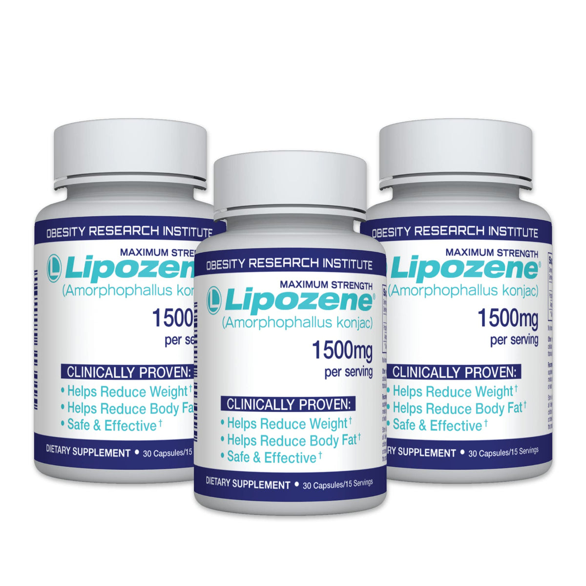 Lipozene bottle front view, a trusted weight management option for daily use.