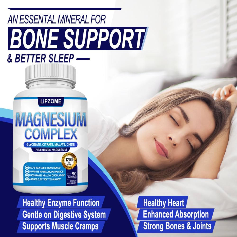 Lipzome Magnesium Complex label detail showing 1200mg per serving.