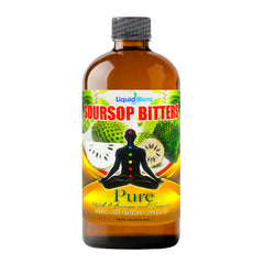 Liquid Blenz Pure Soursop Bitters bottle front highlights a herbal formula for daily energy