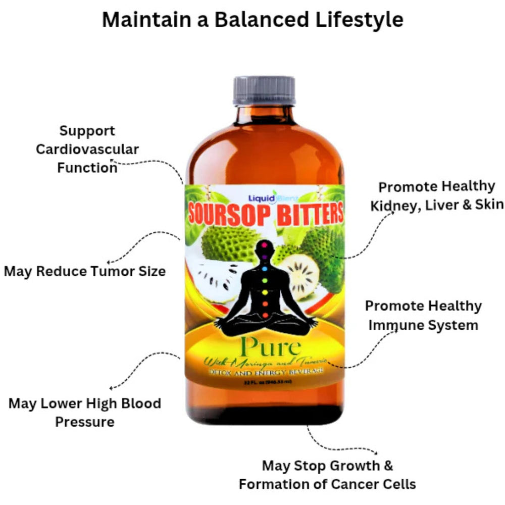Liquid Blenz bottle close-up highlights moringa-turmeric components for antioxidant support