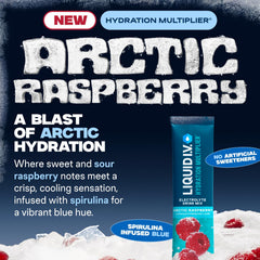 Liquid I.V Arctic Raspberry mix dissolving in water for quick hydration during workouts
