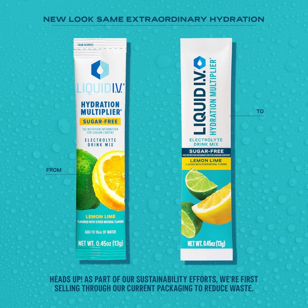 Liquid I.V. electrolyte boost with zero sugar and eight vitamins.