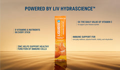 Close-up of mango passionfruit flavor notes in Liquid I.V.